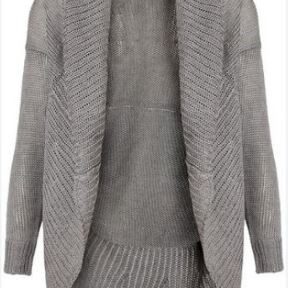 NWOT VINCE Gray Loose Knit Linen Cardigan Sweater with Shawl Collar - Picture 2 of 14